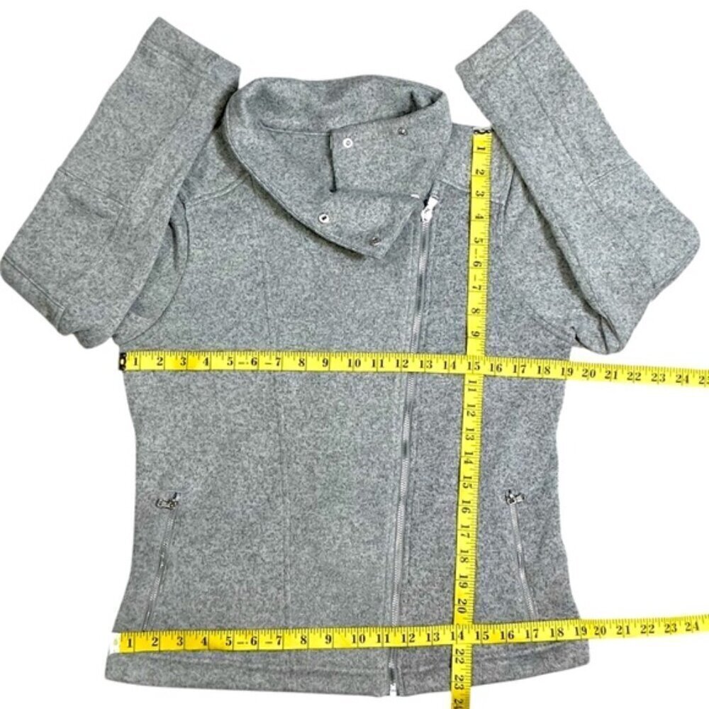Go Warm Moto Jacket Women Heather Gray Asymmetrical Metal Zip Pockets Zip Up M - Picture 5 of 16